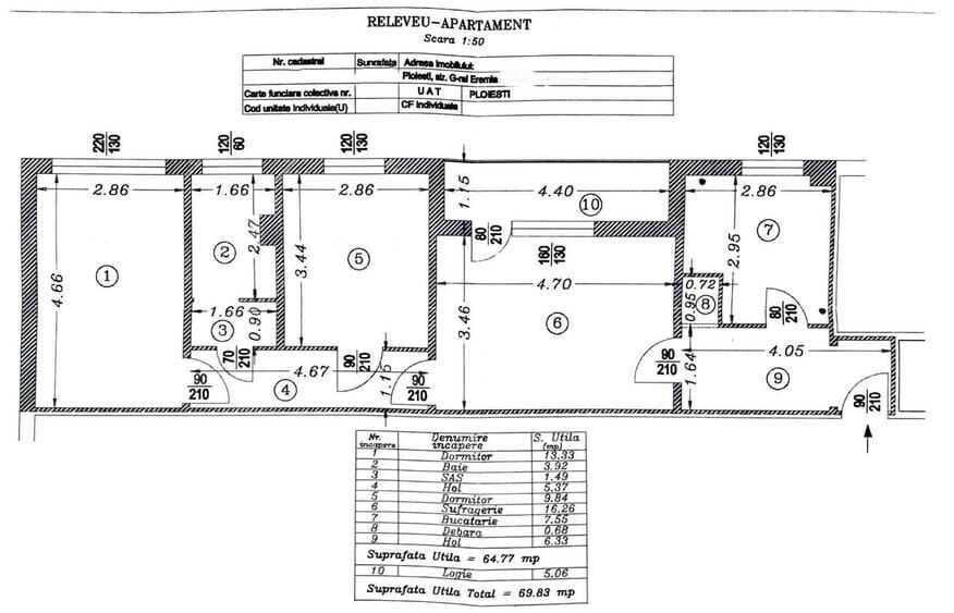 Apartament cu 3 camere decomandat în Vest