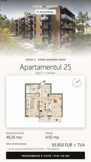 Apartament cu 2 camere semidecomandat în Nord