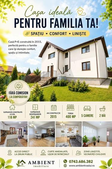 Casă cu 4 camere cu Teren 400 Mp în Central