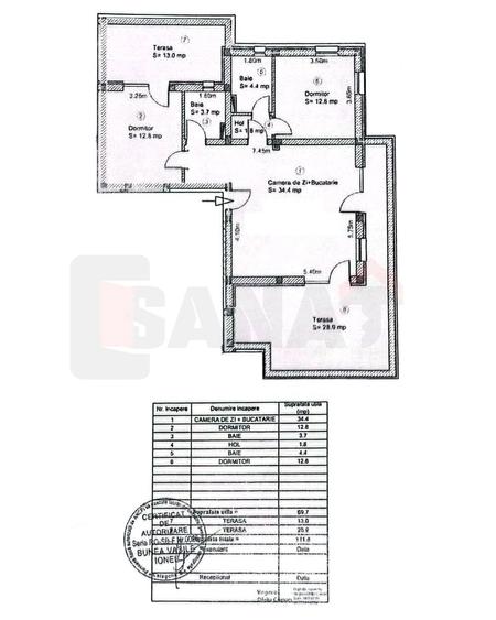 Apartament cu 3 camere în Terezian