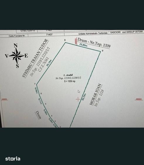 Teren de 1560 mp, în Săsciori