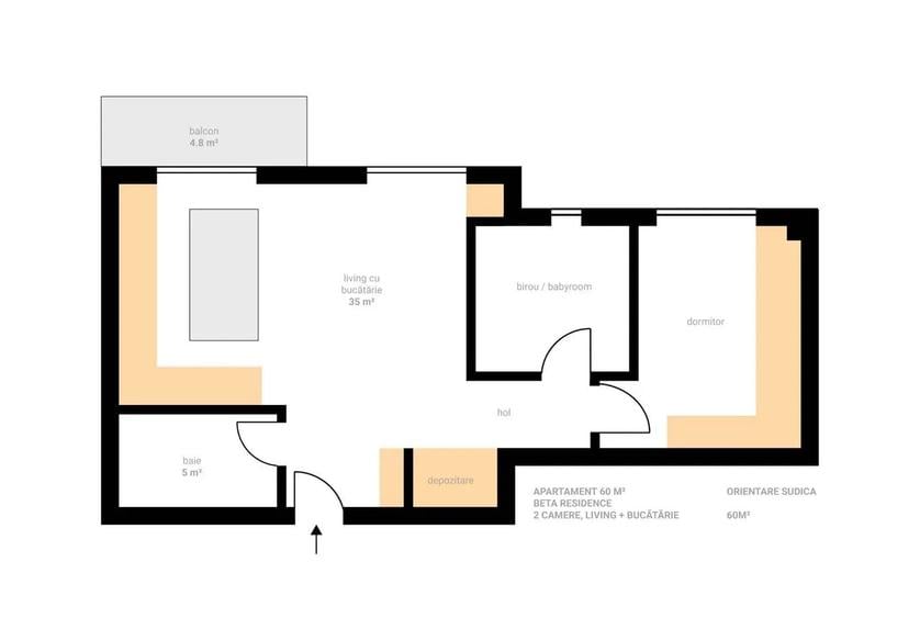 Apartament cu 3 camere semidecomandat, mobilat în Chinteni