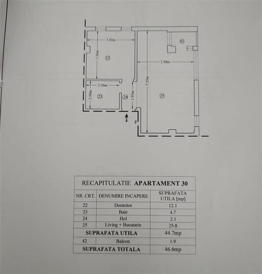 Apartament cu 2 camere decomandat, mobilat în Tomești