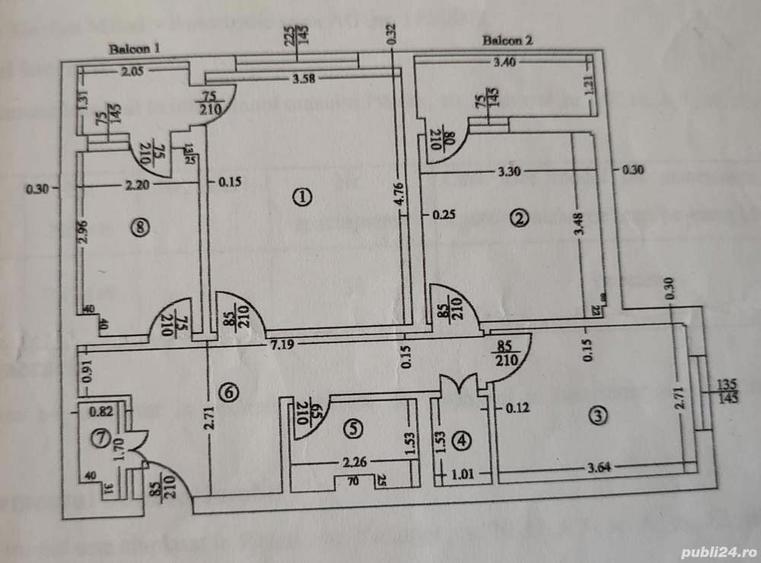 Apartament cu 3 camere decomandat în Central
