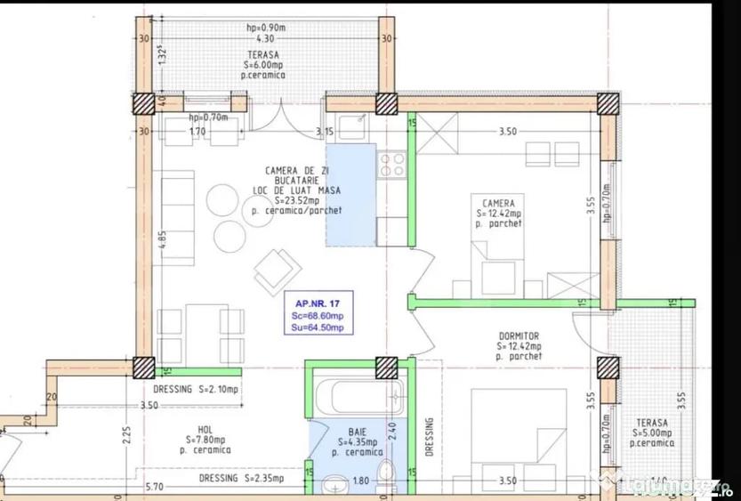 Apartament cu 3 camere decomandat în Central