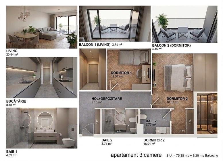 Apartament cu 3 camere decomandat în Tătărași