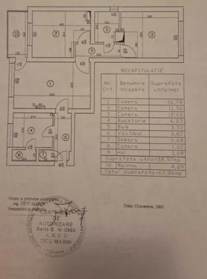 Apartament cu 3 camere semidecomandat în Bucureștii Noi