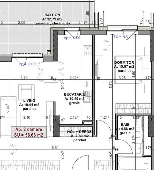 Apartament 2 Camere, 58,7 mp + Balcon 12,8 mp | Elite City, Marasti - 2