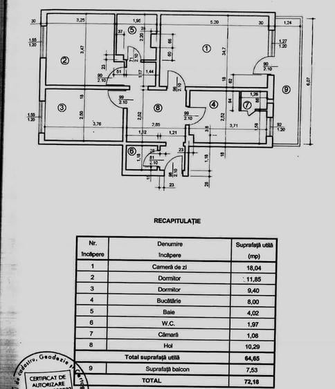 Apartament cu 3 camere decomandat în Palat