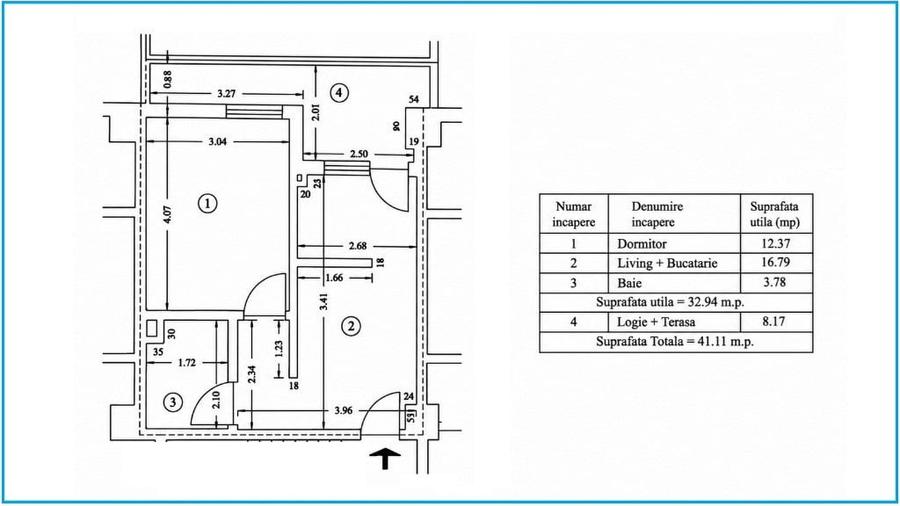 Apartament cu 2 camere semidecomandat în Central