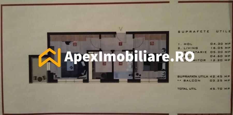 Apartament cu 2 camere decomandat, mobilat în Ozana