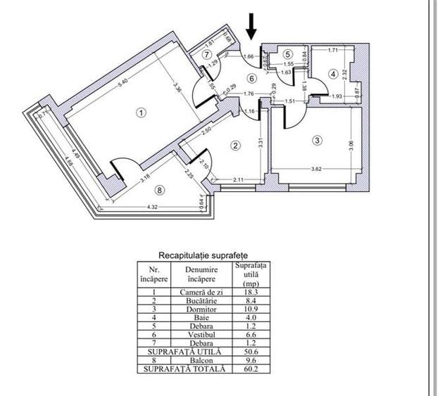 Apartament cu 2 camere decomandat în Tei