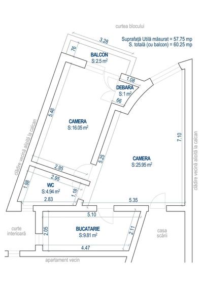 Apartament cu 2 camere decomandat în Horea