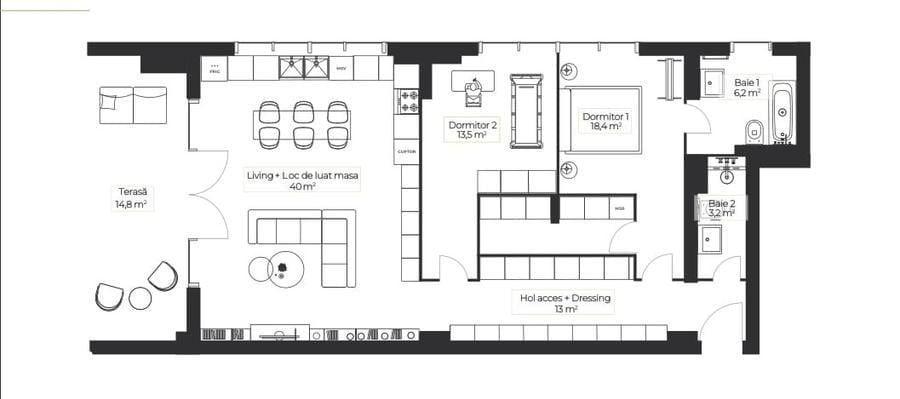Apartament cu 3 camere în Central
