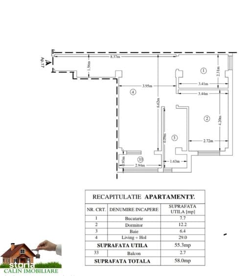 Apartament cu 2 camere în Central