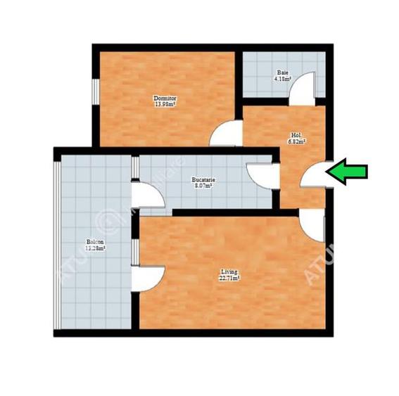 Apartament cu 2 camere decomandat, mobilat în Aeroport