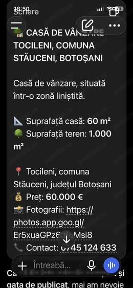 Casă cu 3 camere cu Teren 1000 Mp în Exterior Vest