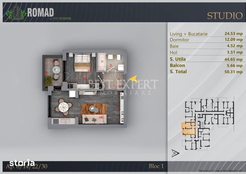 Apartament cu 2 camere în Industriilor