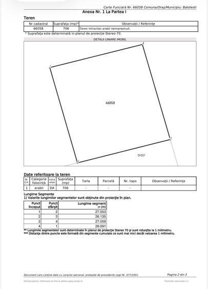 Teren Construcții intravilan de 706 mp, în Balotești