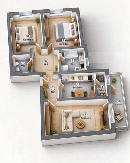 Apartament cu 3 camere, 2 bai, balcon si garaj | La rosu sau la cheie,