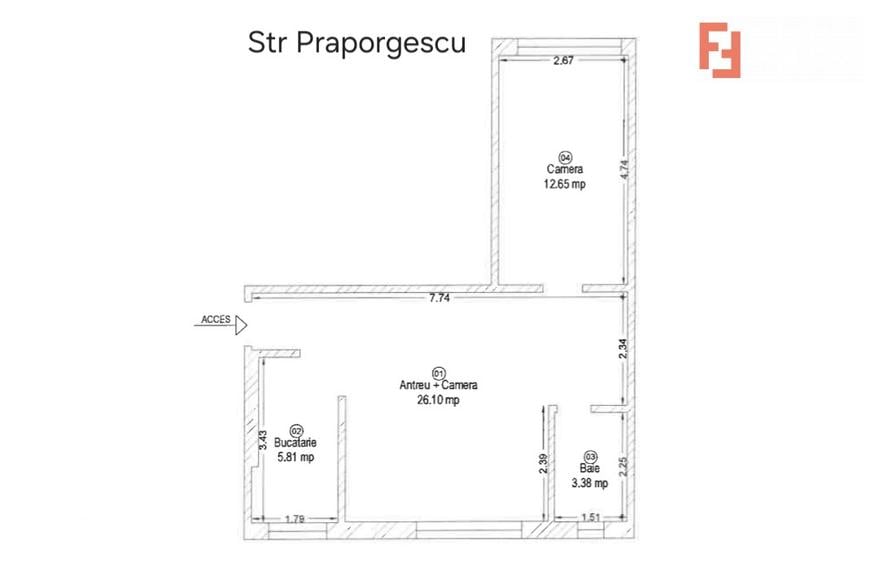 Apartament cu 2 camere semidecomandat, mobilat în Malul Mureșului
