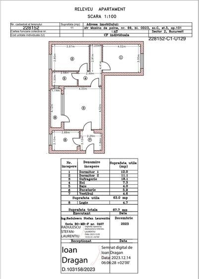 Apartament cu 3 camere semidecomandat în Colentina