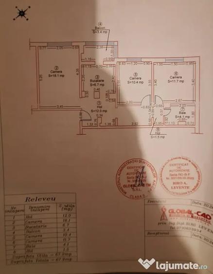 Apartament cu 3 camere decomandat în Dorobanților