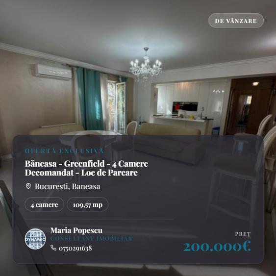 Penthouse cu 4 camere decomandat, mobilat în Băneasa
