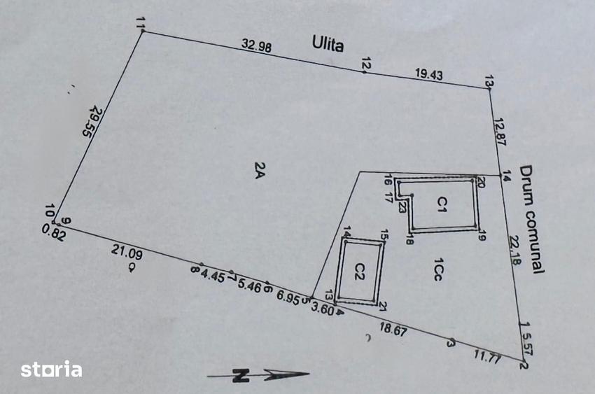 Casă cu 2 camere cu Teren 2040 Mp în Siminicea