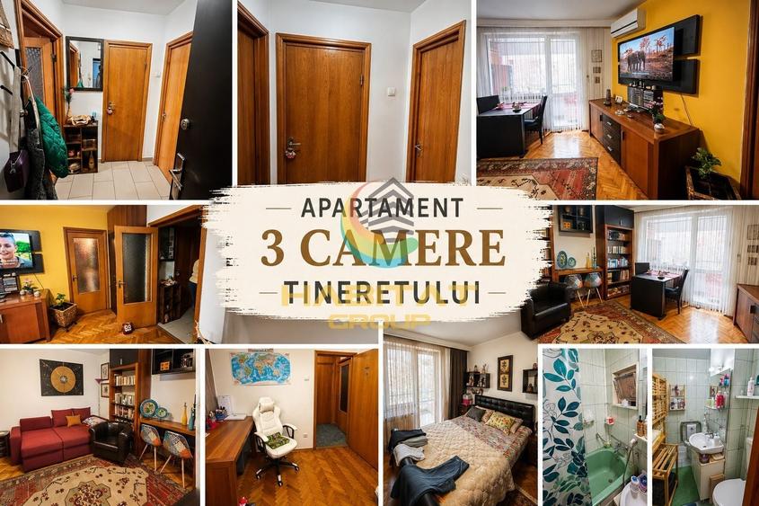 Apartament cu 3 camere semidecomandat în Tineretului