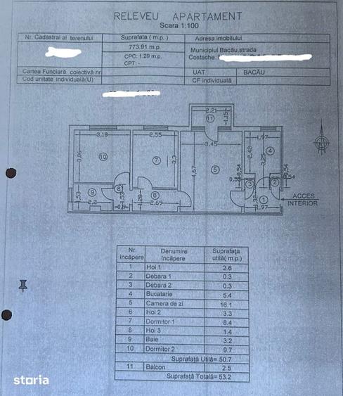 Apartament cu 3 camere semidecomandat în Mioriței