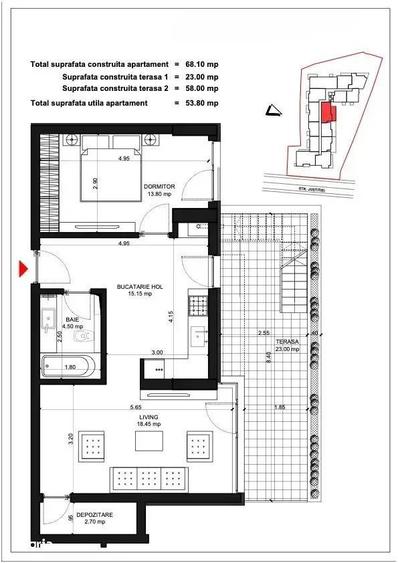 Apartament cu 2 camere în Unirii