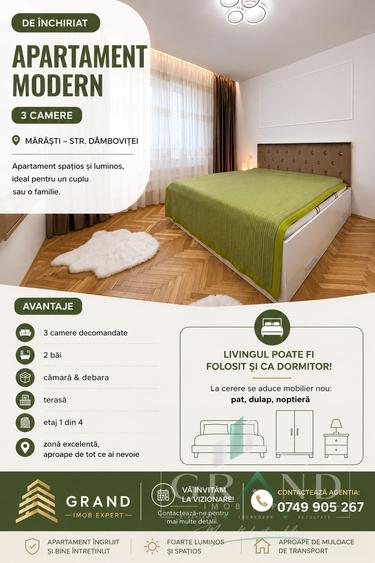 Apartament 3 Camere Decomandate | 2 Bai | Debara | Terasa | Marasti/Dambovitei - 1