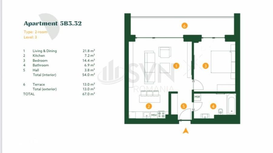 Apartament cu 2 camere semidecomandat în Băneasa — fotografia 2