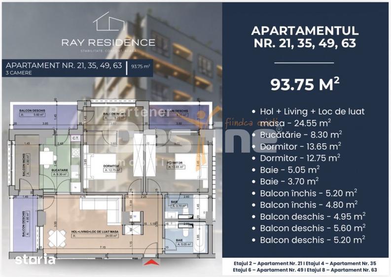 Apartament cu 3 camere în Central
