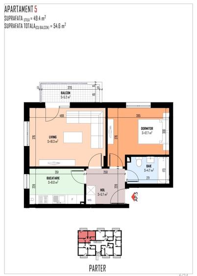 Ap.2 camere-49 mp-Bragadiru-Bloc nou - 5