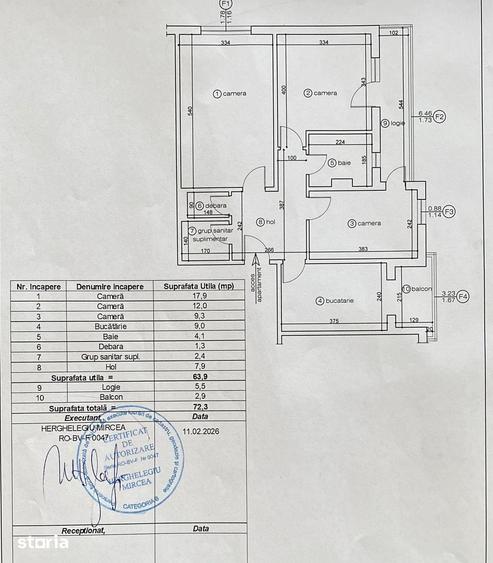 Apartament cu 3 camere decomandat în Valea Cetății
