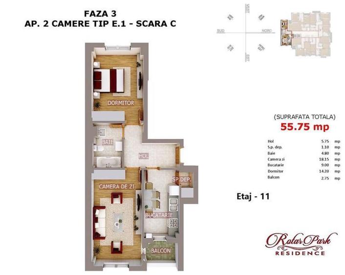 Apartament cu 2 camere, mobilat în Păcii