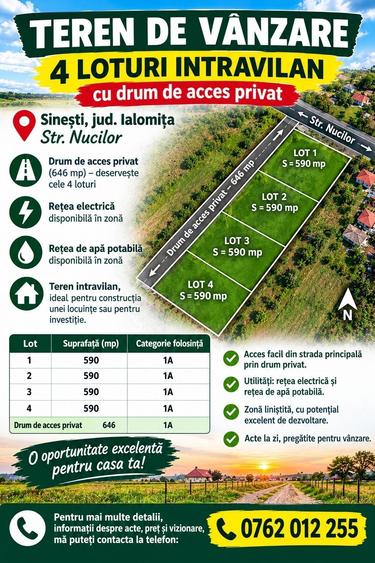 Teren de 590 mp, în Sinești