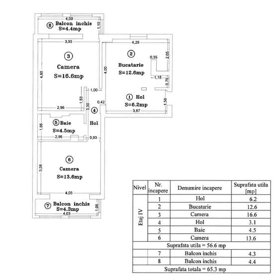 Apartament cu 2 camere decomandat în Est
