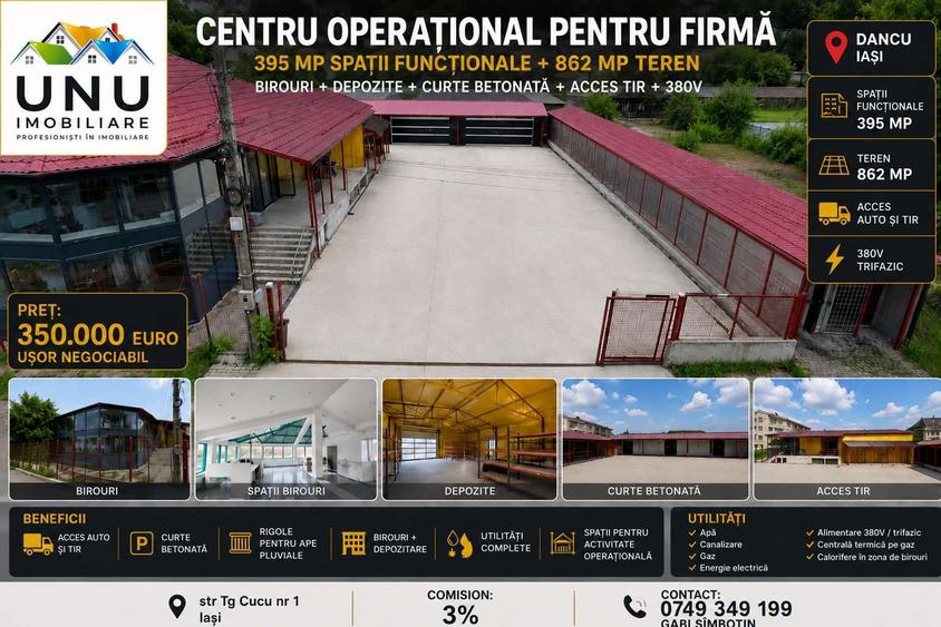 Dancu Iasi Centru operational firma, 395mp Hala productie cu birouri, 862 mp teren Depozit Curte Betonata Acces TIR - 23