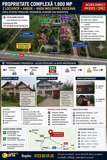 Casă cu Teren 1800 Mp în Vadu Moldovei