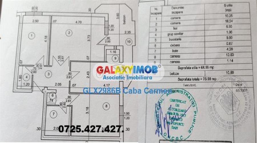 Apartament cu 3 camere decomandat în Republicii