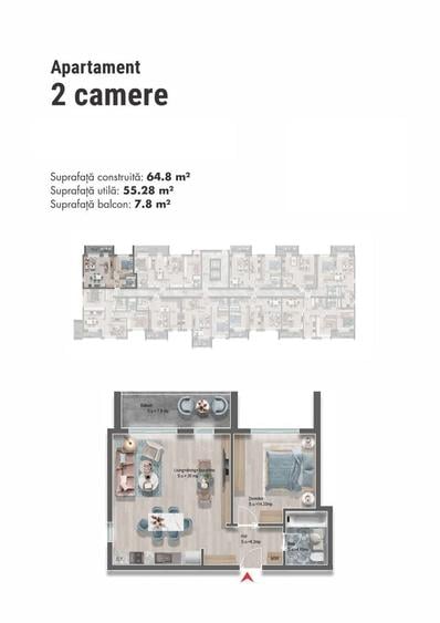 Apartament cu 2 camere în Central