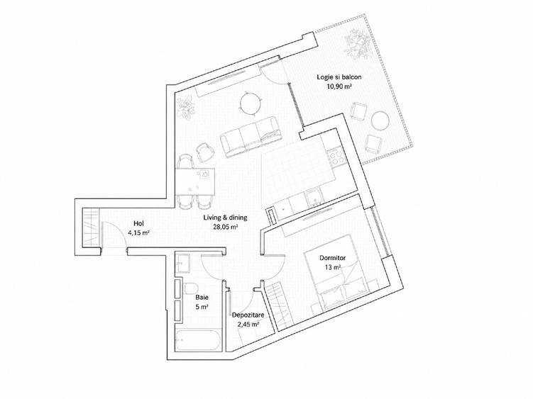 Apartament cu 2 camere semidecomandat în Mehala