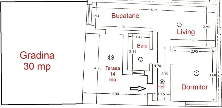 Apartament cu 2 camere decomandat în Rediu