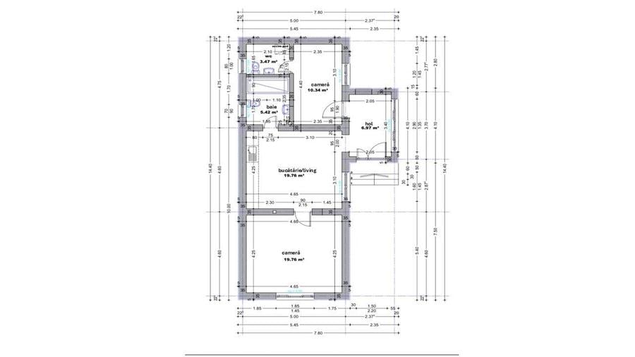 Casă cu 2 camere cu Teren 486 Mp în Central