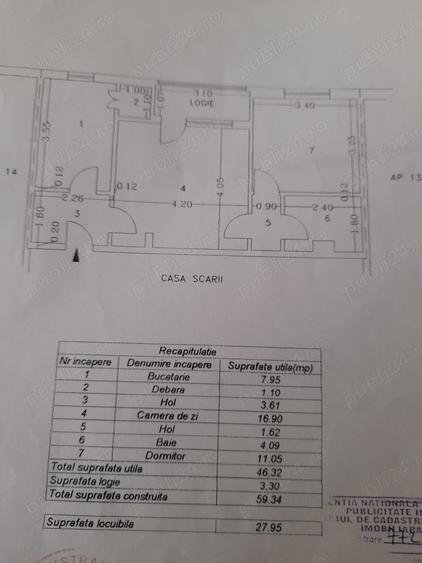 Apartament cu 2 camere semidecomandat în Central