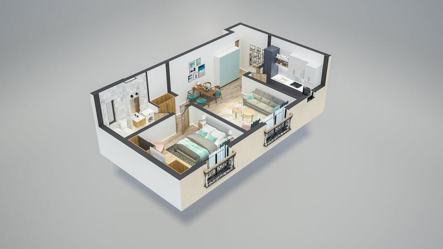 Apartament cu 2 camere decomandat în Plopi