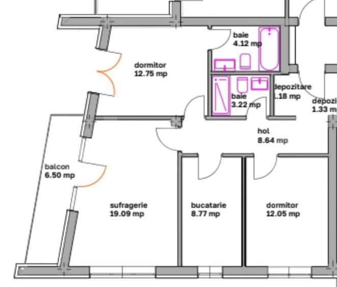 Apartament cu 3 camere decomandat în Ghimbav